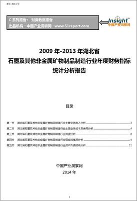 2009-2013年湖北省石墨及其他非金属矿物制品制造行业财务指标分析年报